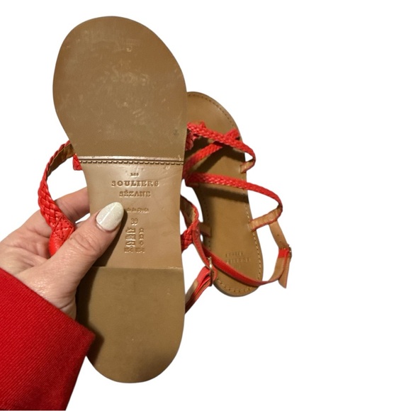 Like New - Sezane Adeline Low Sandals - Woven Coral Flat - Size 9 - Picture 4 of 4